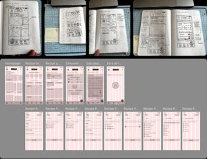 Wireframe showing the portion calculator interface design